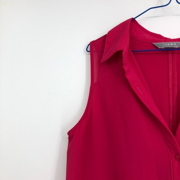 Jana Italy hot pink sleeveless layered high low collared blouse SP - Picture 10 of 15